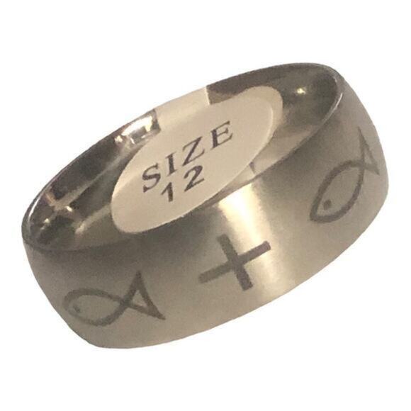 Stainless steel‎ cross with fish band size 12 - Picture 2 of 2